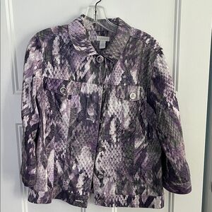 Chico’s Purple/grey Patterned Jean Jacket